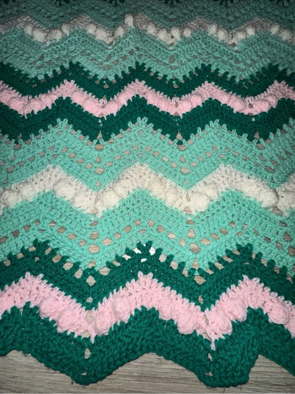 Vintage Cottagecore Crochet Ripple Blanket